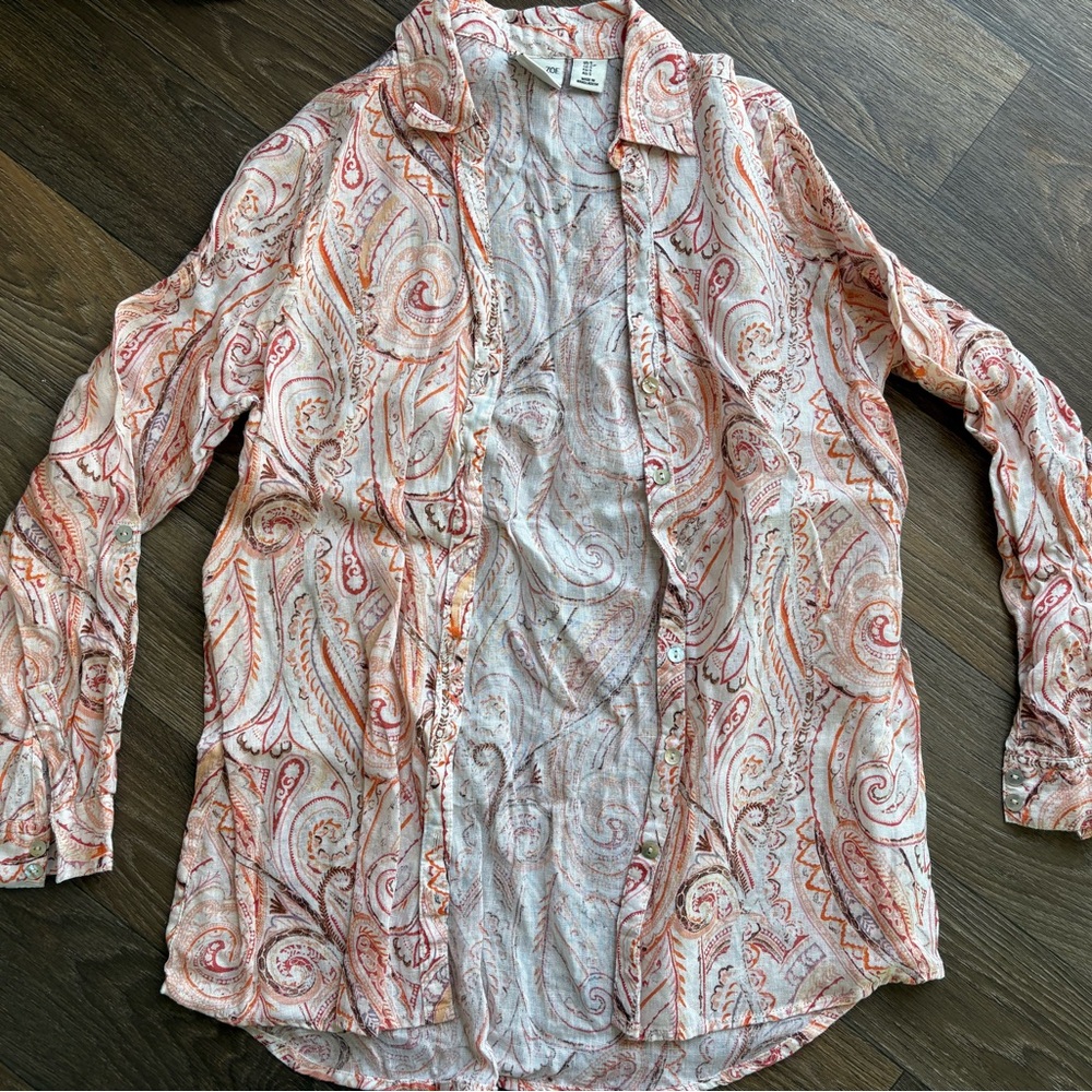 Rachel Zoe Multicolor Paisley Linen Shirt